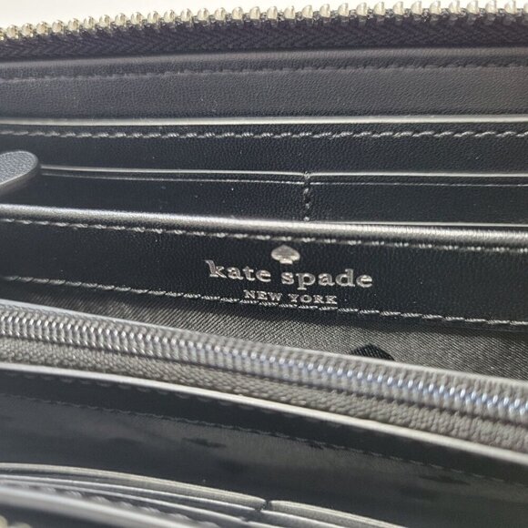 Kate Spade❤️last one❤️Large Continental Wallet Black and White Zip around NWOT - Picture 12 of 14